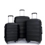 Hardshell Suitcase Spinner Wheels PP Luggage Sets Lightweight Durable Suitcase with TSA Lock,3-Piece Set (20/24/28) ,Black